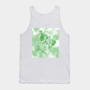 Horses and surreal mist in shades of green Tank Top